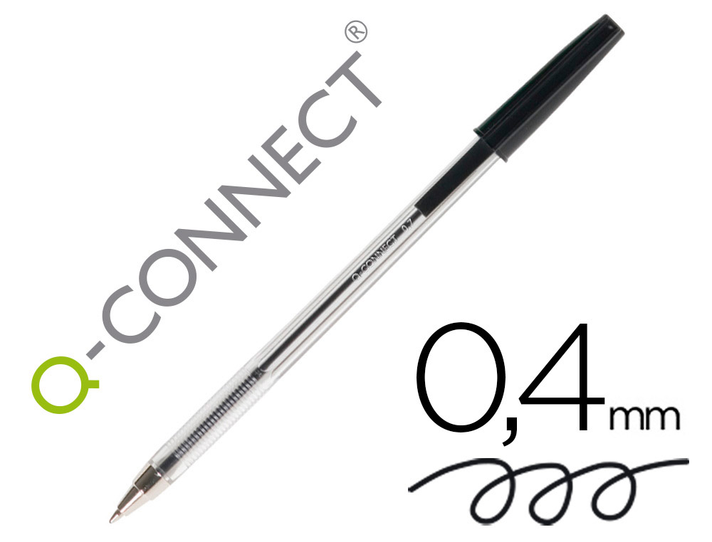 BOLIGRAFO TRANSPARENTE Q-CONNECT NEGRO MEDIO KF26040